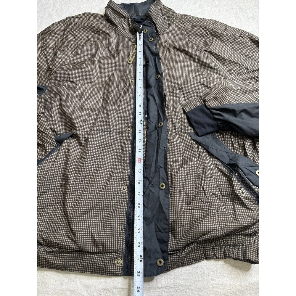 FootJoy DryJoys Mens XL Golf Jacket Brown Black Houndstooth Full Zip Water Resis